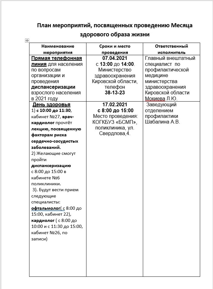 План месячника психологического здоровья в доу